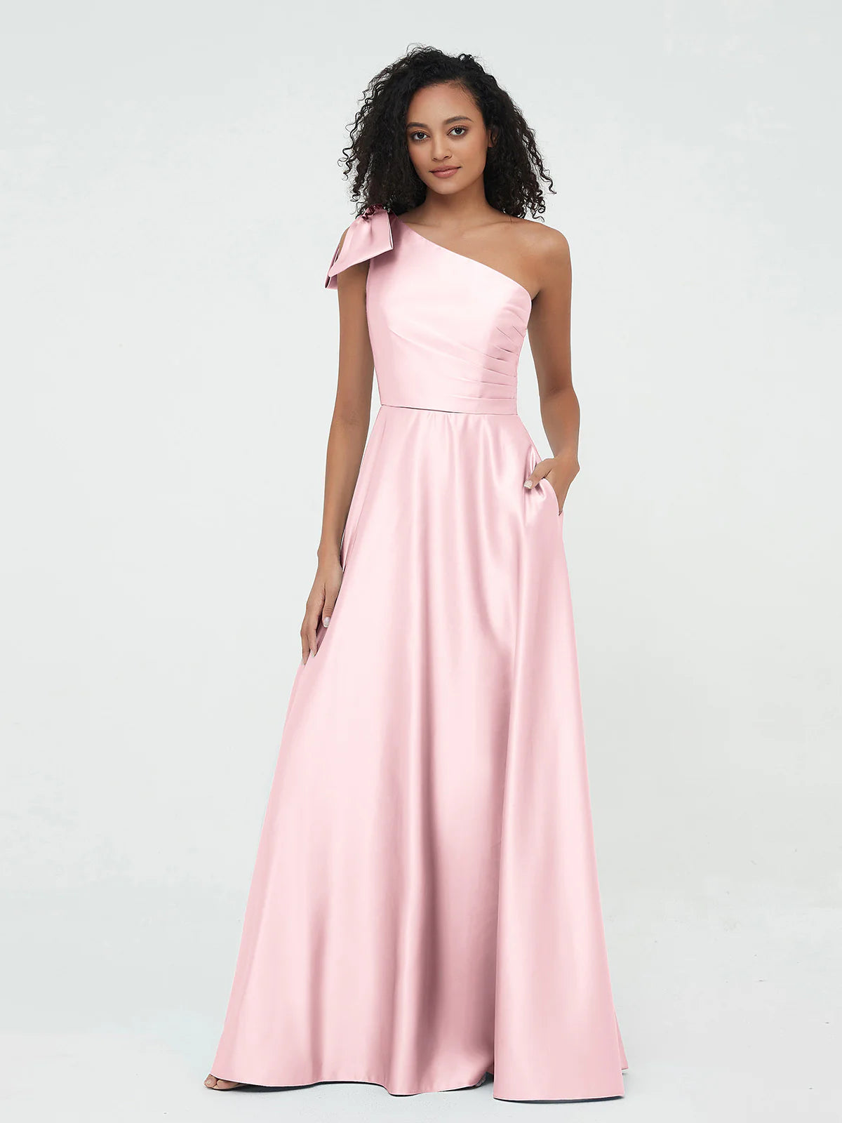 Boat Neck Flutter Sleeve Chiffon A-Line Bridesmaid Maxi Dress with Waist Tie & Pockets