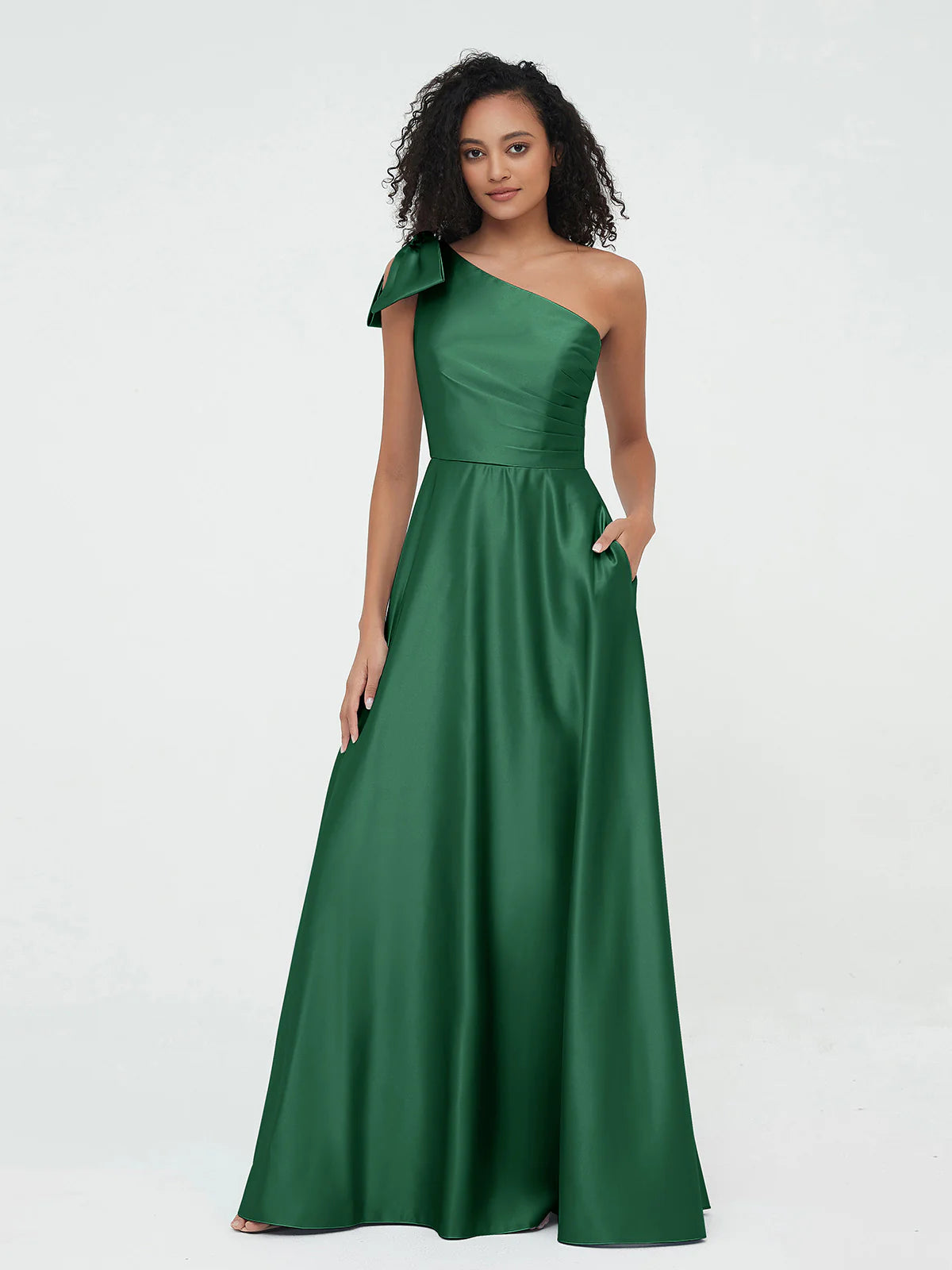 Boat Neck Flutter Sleeve Chiffon A-Line Bridesmaid Maxi Dress with Waist Tie & Pockets