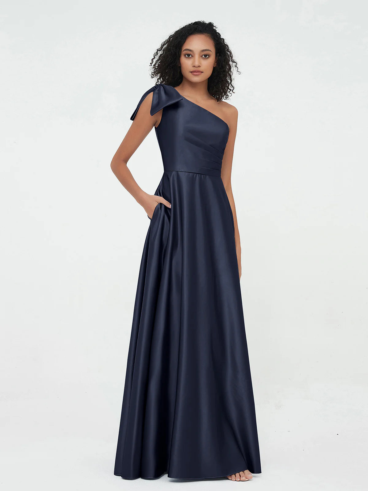 Boat Neck Flutter Sleeve Chiffon A-Line Bridesmaid Maxi Dress with Waist Tie & Pockets