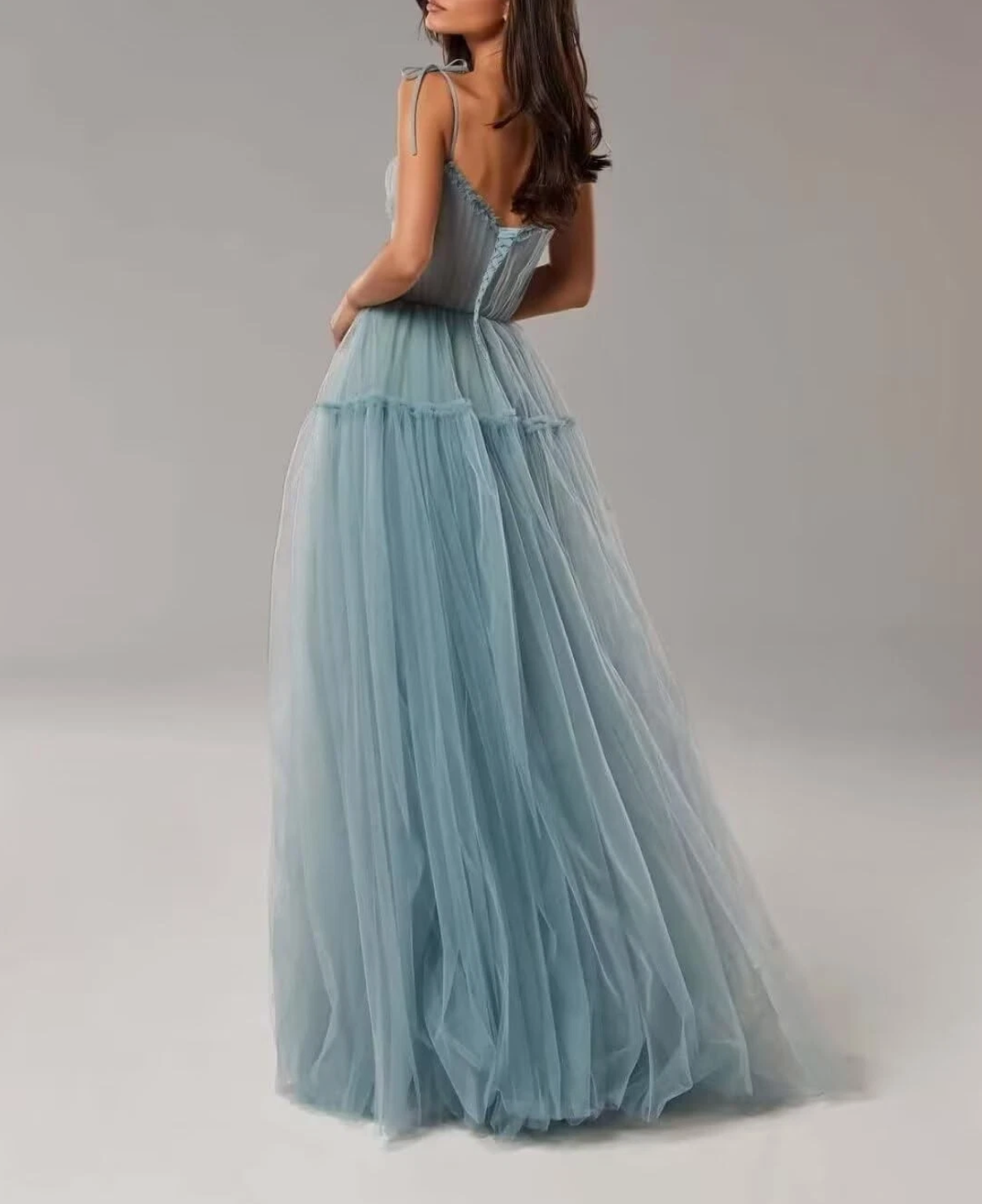 Vestido de fiesta de tul para mujer, largo, corte en A, formal, para noche, vestidos de fiesta formales