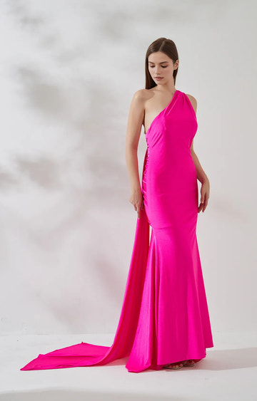 Sleek Mermaid OneShoulder Sleeveless Jersey Floor-Length Draped Evening Dress