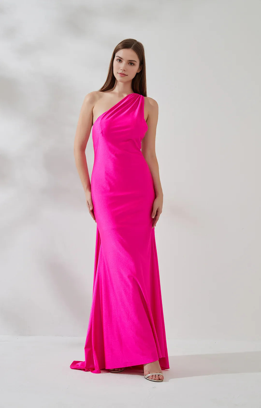 Sleek Mermaid OneShoulder Sleeveless Jersey Floor-Length Draped Evening Dress