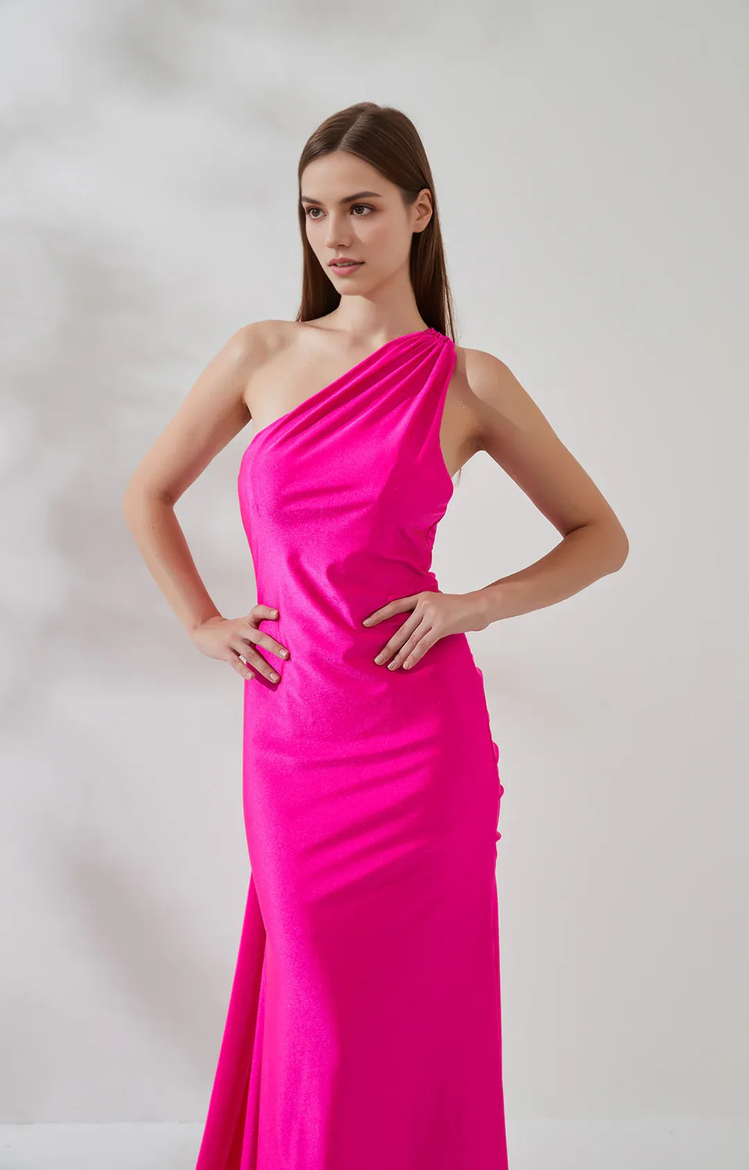 Sleek Mermaid OneShoulder Sleeveless Jersey Floor-Length Draped Evening Dress