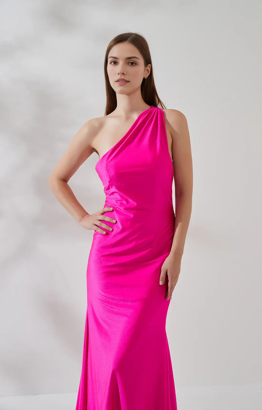 Sleek Mermaid OneShoulder Sleeveless Jersey Floor-Length Draped Evening Dress