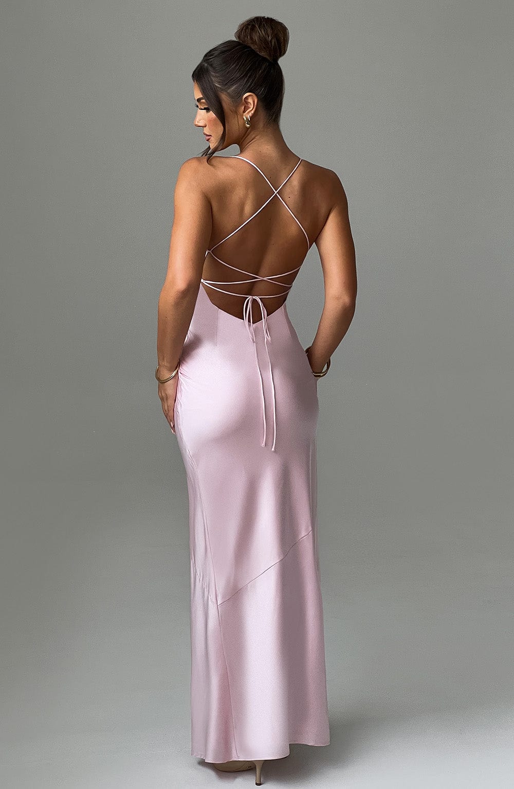 Sleek Mermaid Square Neck Sleeveless Satin Maxi Lace Up Backless Evening Gown