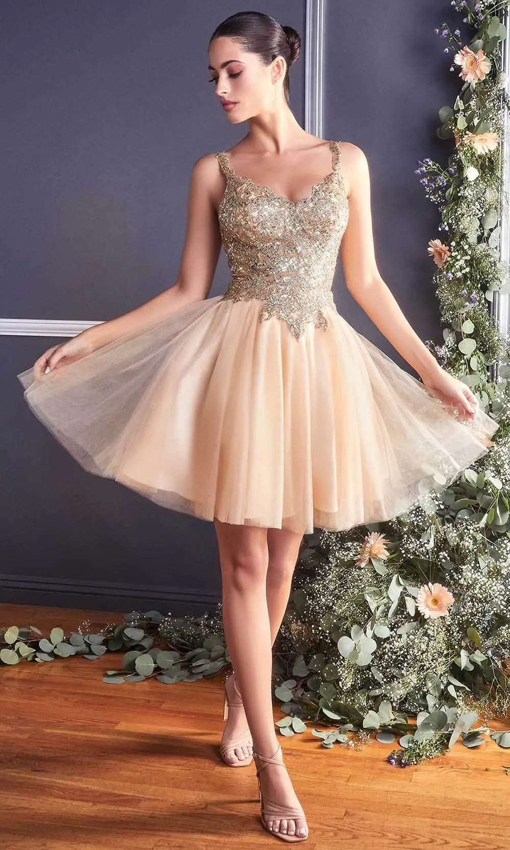 Sparkling A Line Sweetheart Tulle Short Beaded Homecoming Dress