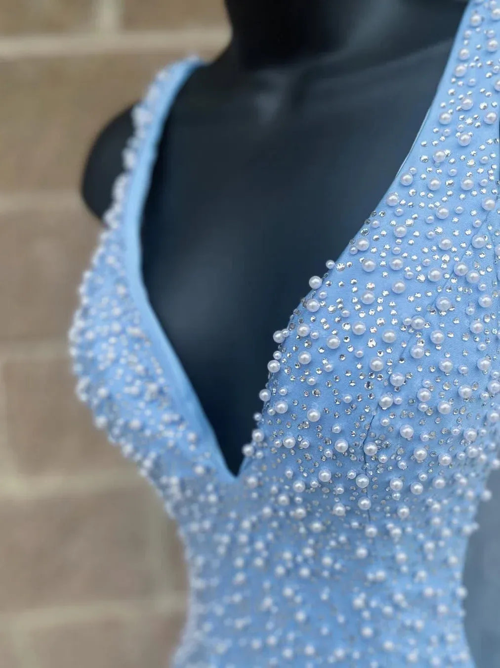 Sparkling Deep V Sleeveless Beaded Bodycon Short Homecoming Dress