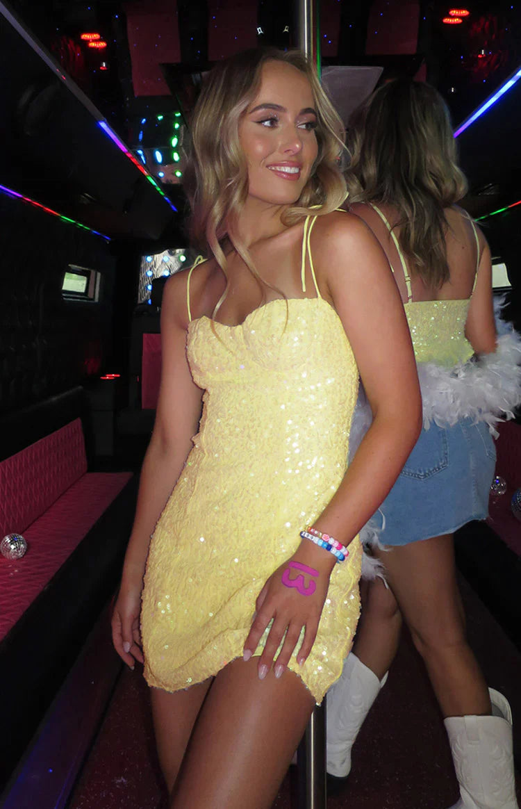 Sparkly Sequin Bodycon Sweetheart Tie-Strap Mini Homecoming Dress