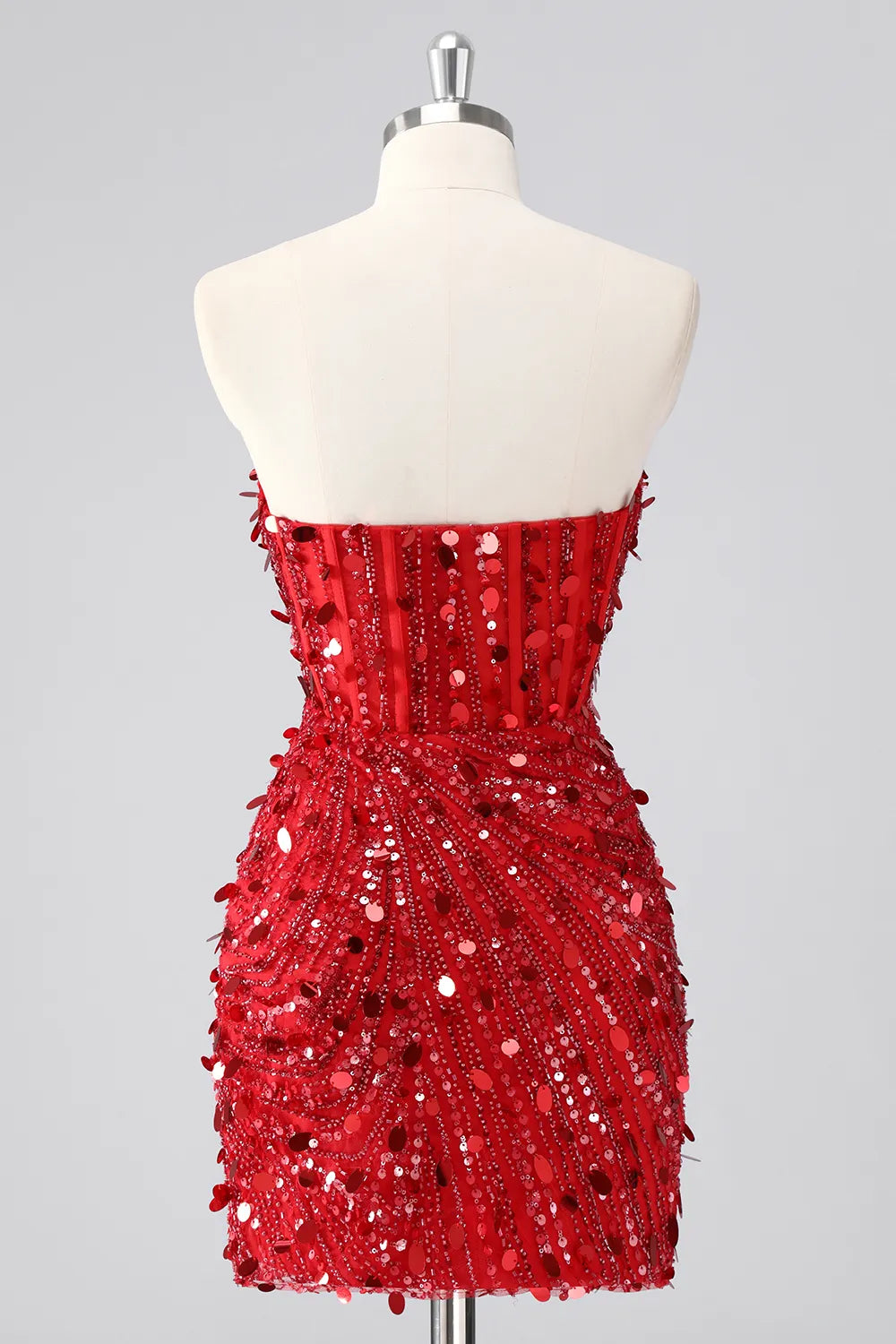 Sparkly Sheath Sweetheart Strapless Sequin Short Homecoming Dress