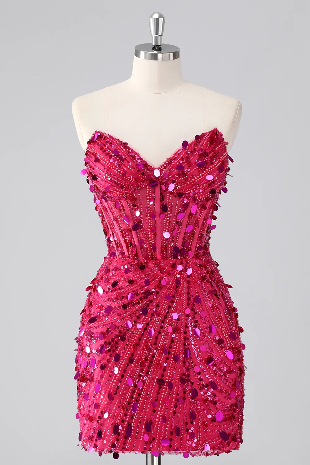 Sparkly Sheath Sweetheart Strapless Sequin Short Homecoming Dress