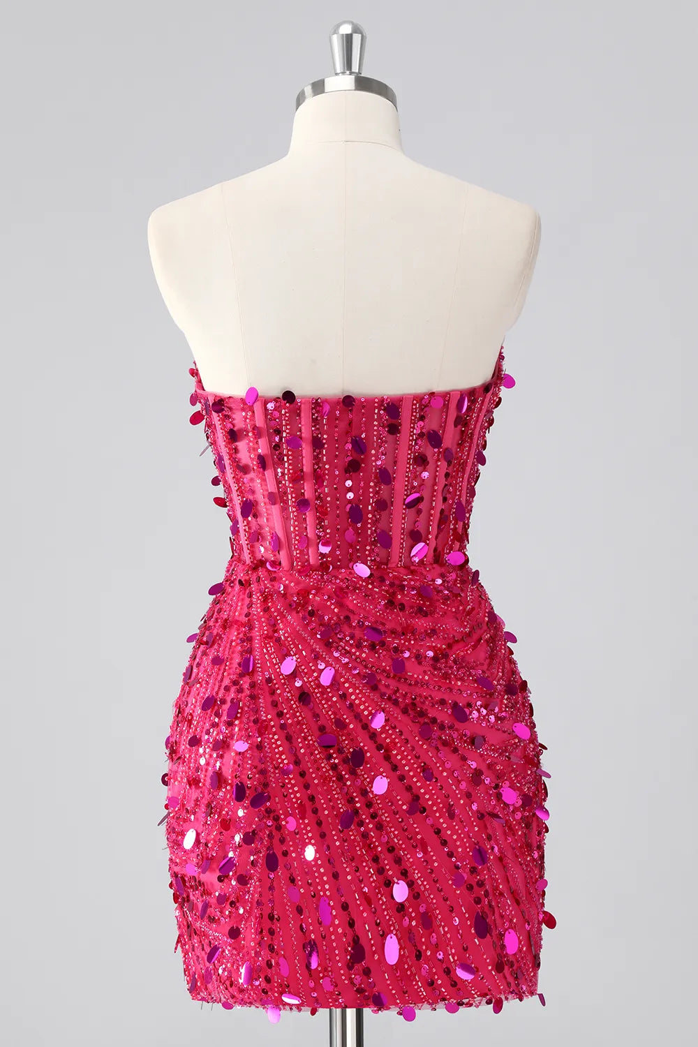 Sparkly Sheath Sweetheart Strapless Sequin Short Homecoming Dress