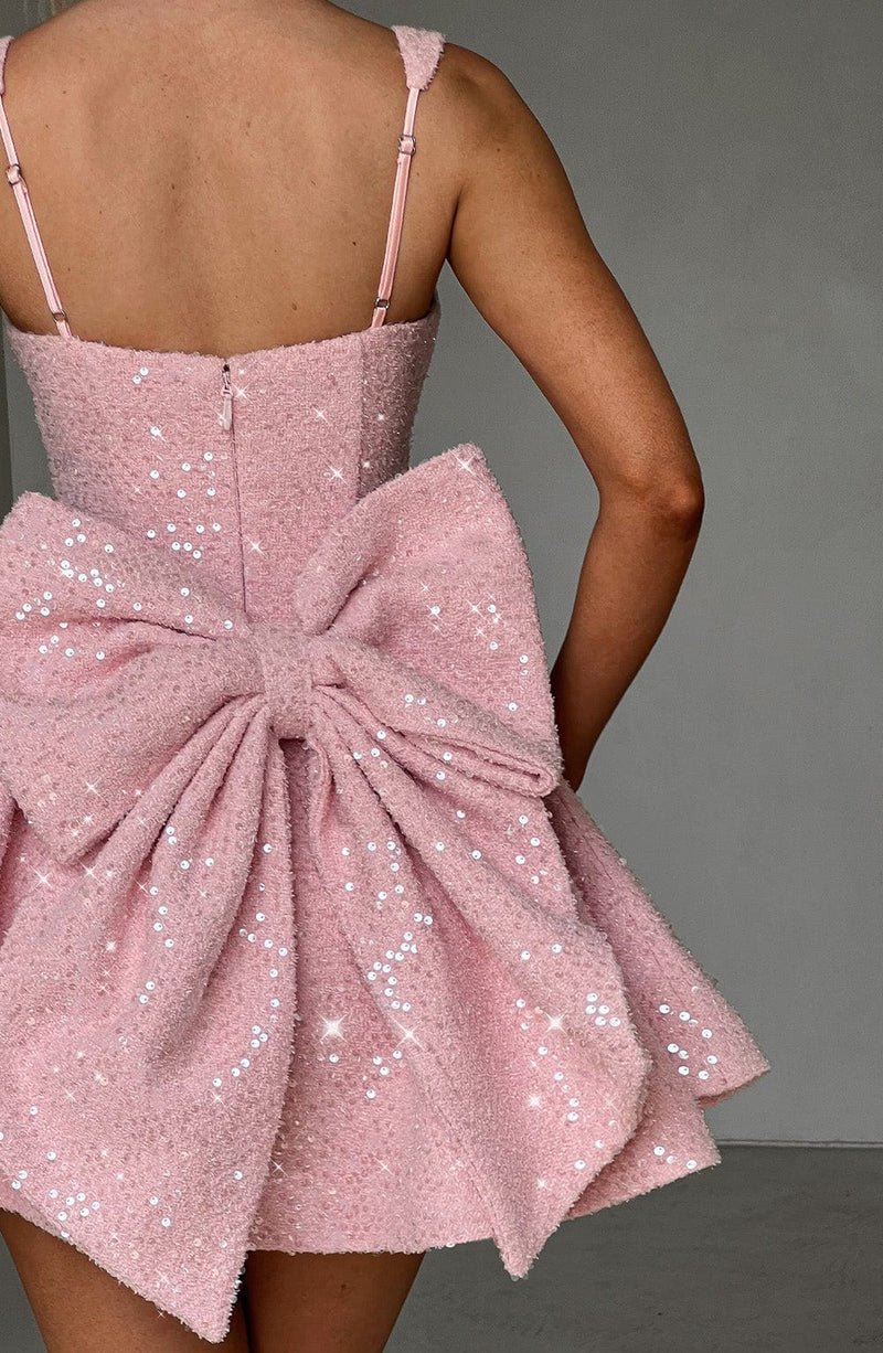 Elegante vestido de cóctel/fiesta de regreso a casa con lentejuelas, corte A, escote cuadrado y minilazo