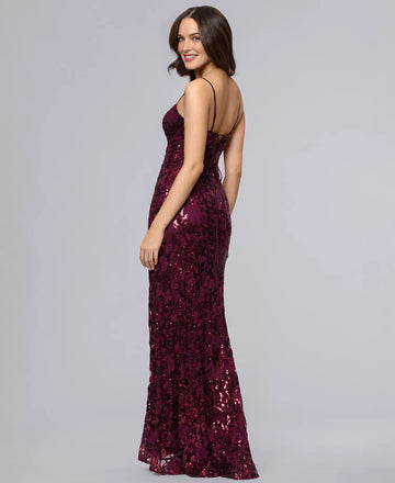 Stunning Mermaid Spaghetti Strap Sequin Lace Long Corset Evening Gown With Hight Slit