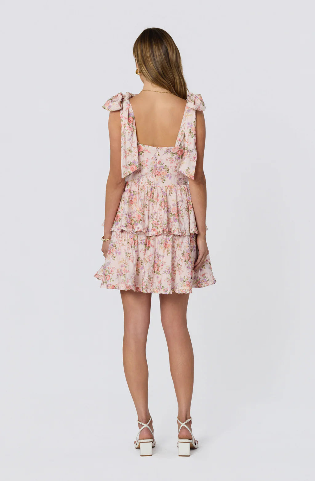 Sweet A Line V Neck Short Tiered Floral Mini Dress