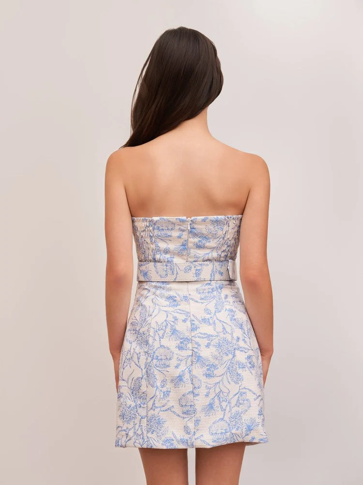Tailored Straight Strapless Sheath Mini Belted Homecoming Dress
