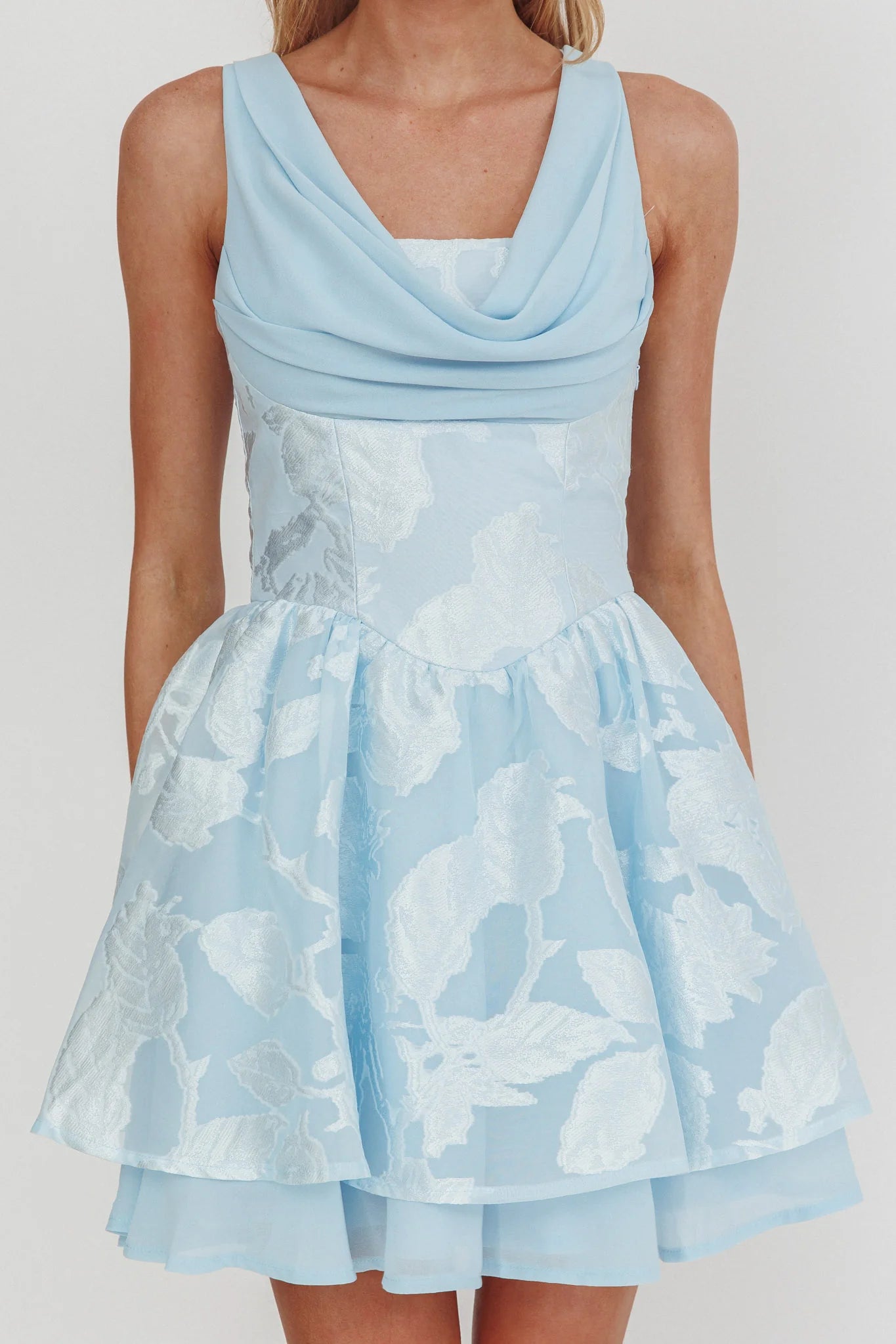 Vestido de jacquard sin mangas con cuello vuelto escalonado para fiesta de graduación, vestido corto de cóctel con espalda con cordones