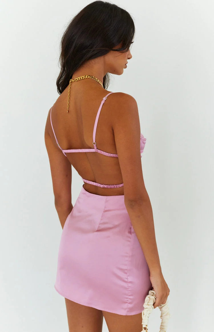Satin Sheath Sweetheart Sleeveless Strappy Back Mini Homecoming Dress