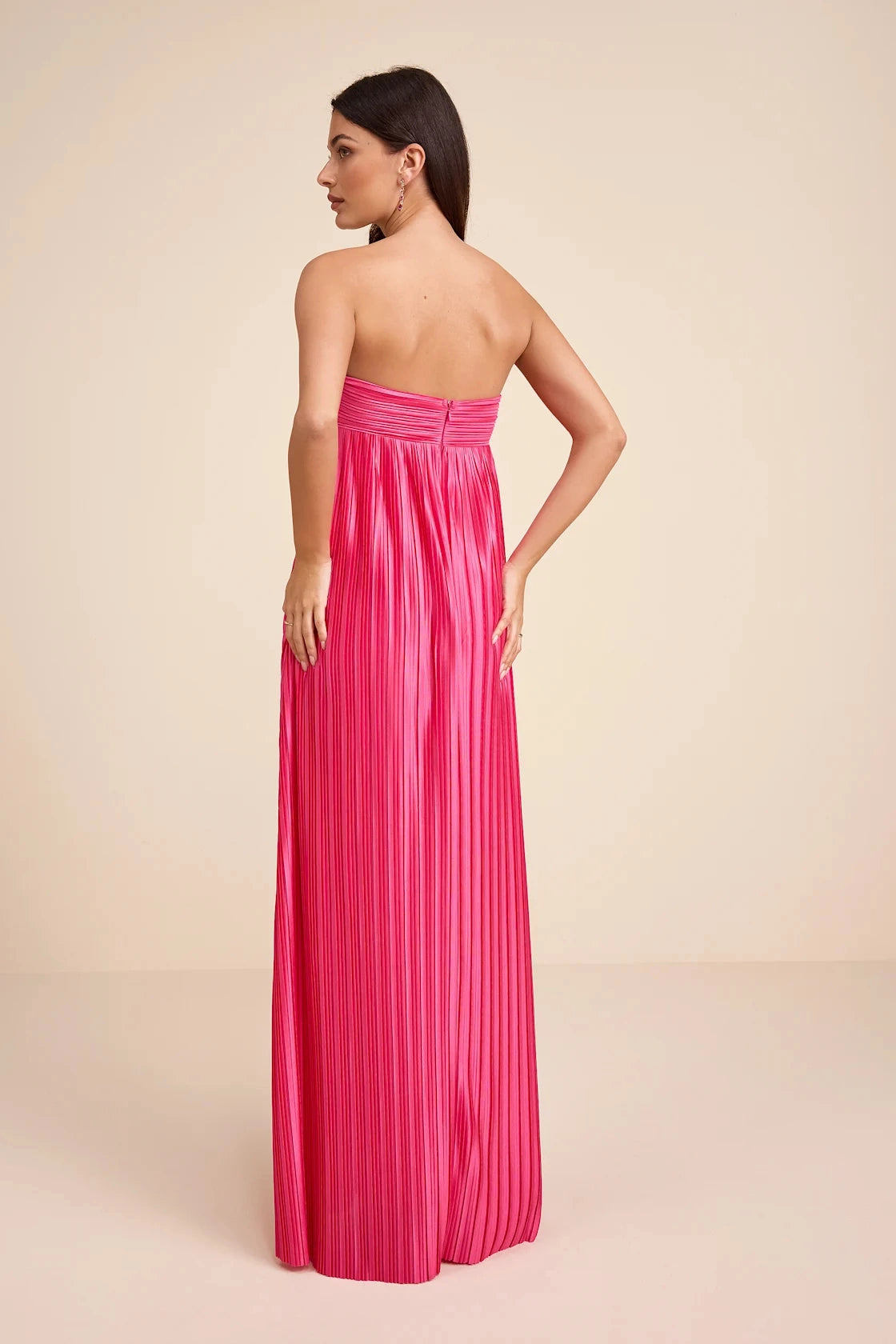 Emerald Green Column Strapless Sweetheart Open Back Maxi Bridesmaid Gown Vedress