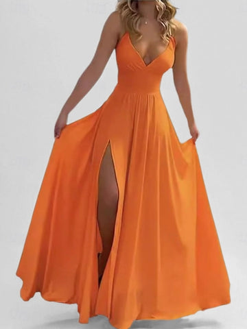 Vedress black satin prom dress ruched waist plain back close up view
