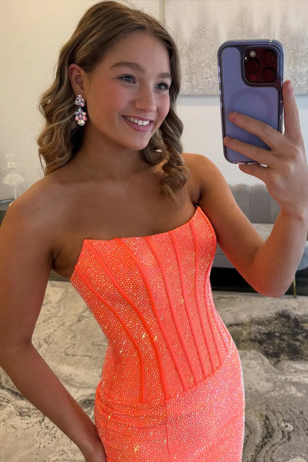 Mermaid Strapless Corset Bodice Sequin-Embellished High Slit Formal Evening Gown
