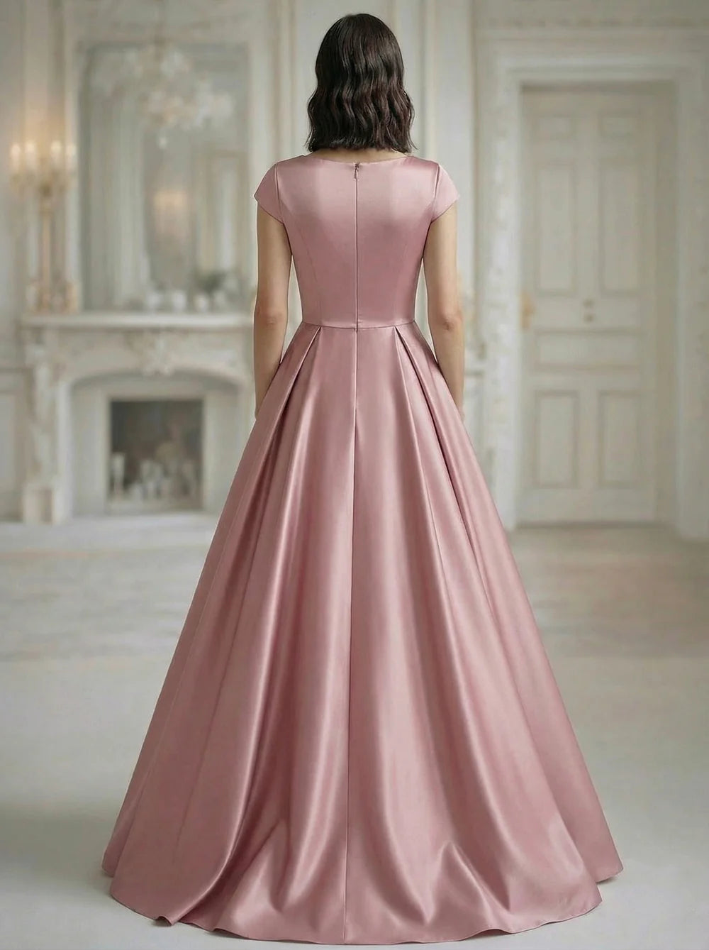 Elegant A-Line Satin Asymmetrical Cocktail Dress Evening Dresses With Pocket