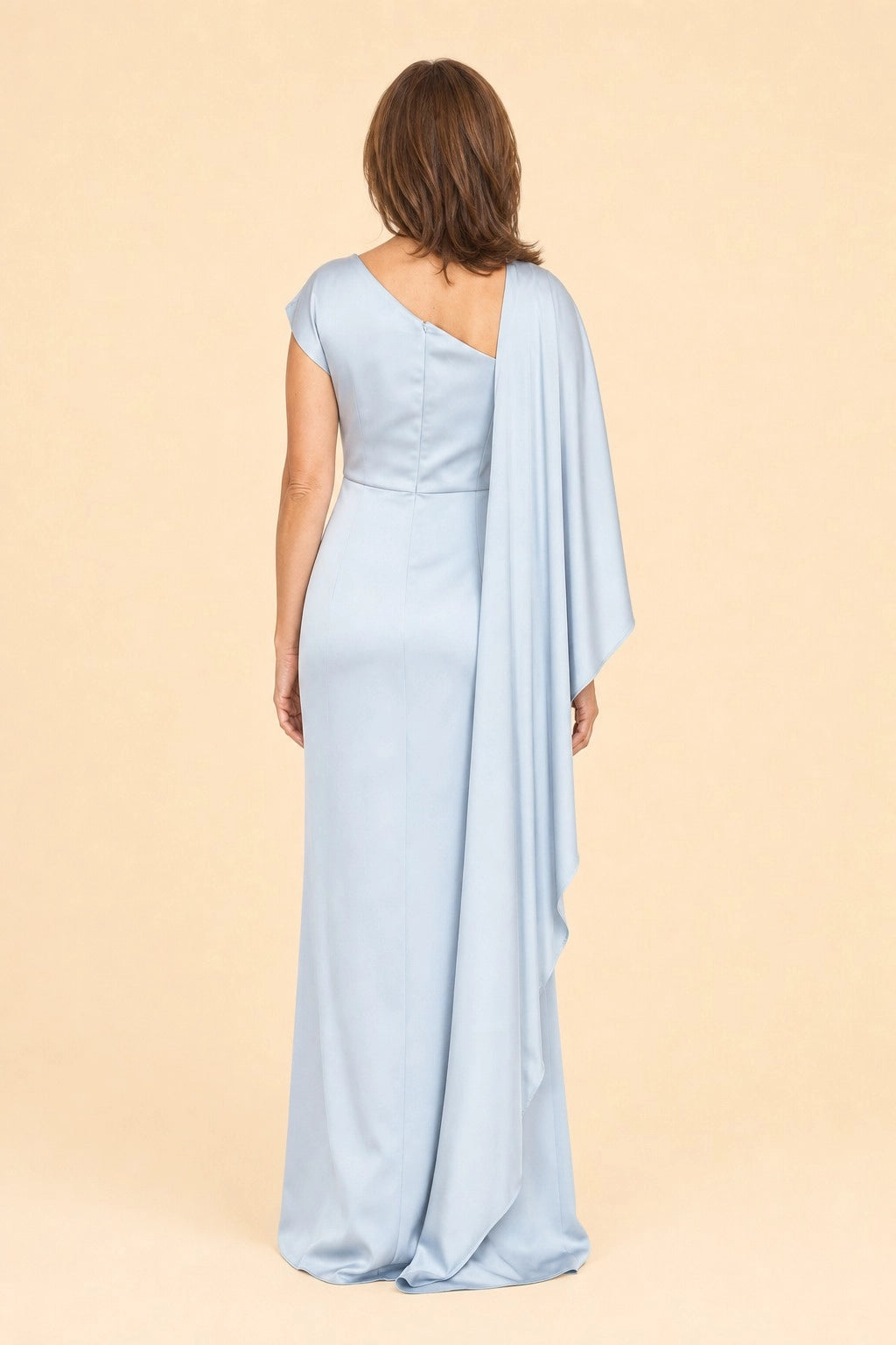 Teal Mermaid Boat Neck Zipper Back Long Mother of the Bride Dress