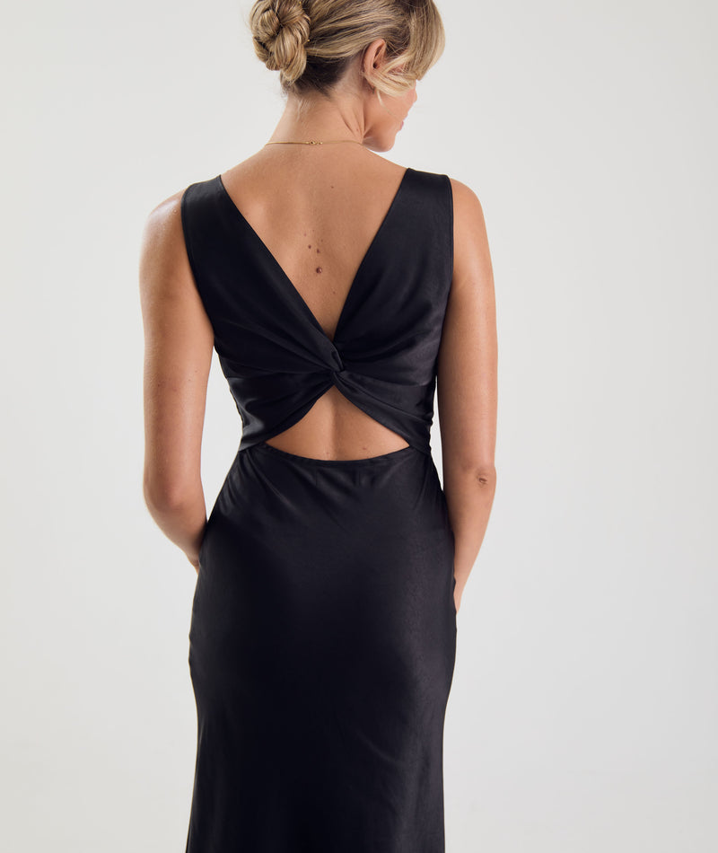 Women's Formal Satin Evening Gown with Deep V-Neckline Elegant Satin Wedding Guest Bridesmaid Dresses Maxi Dress