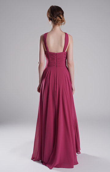 Romantic A-Line Halter Neck Sleeveless Open Back Floor-Length Chiffon Bridesmaid Gown Wedding Guest Dresses