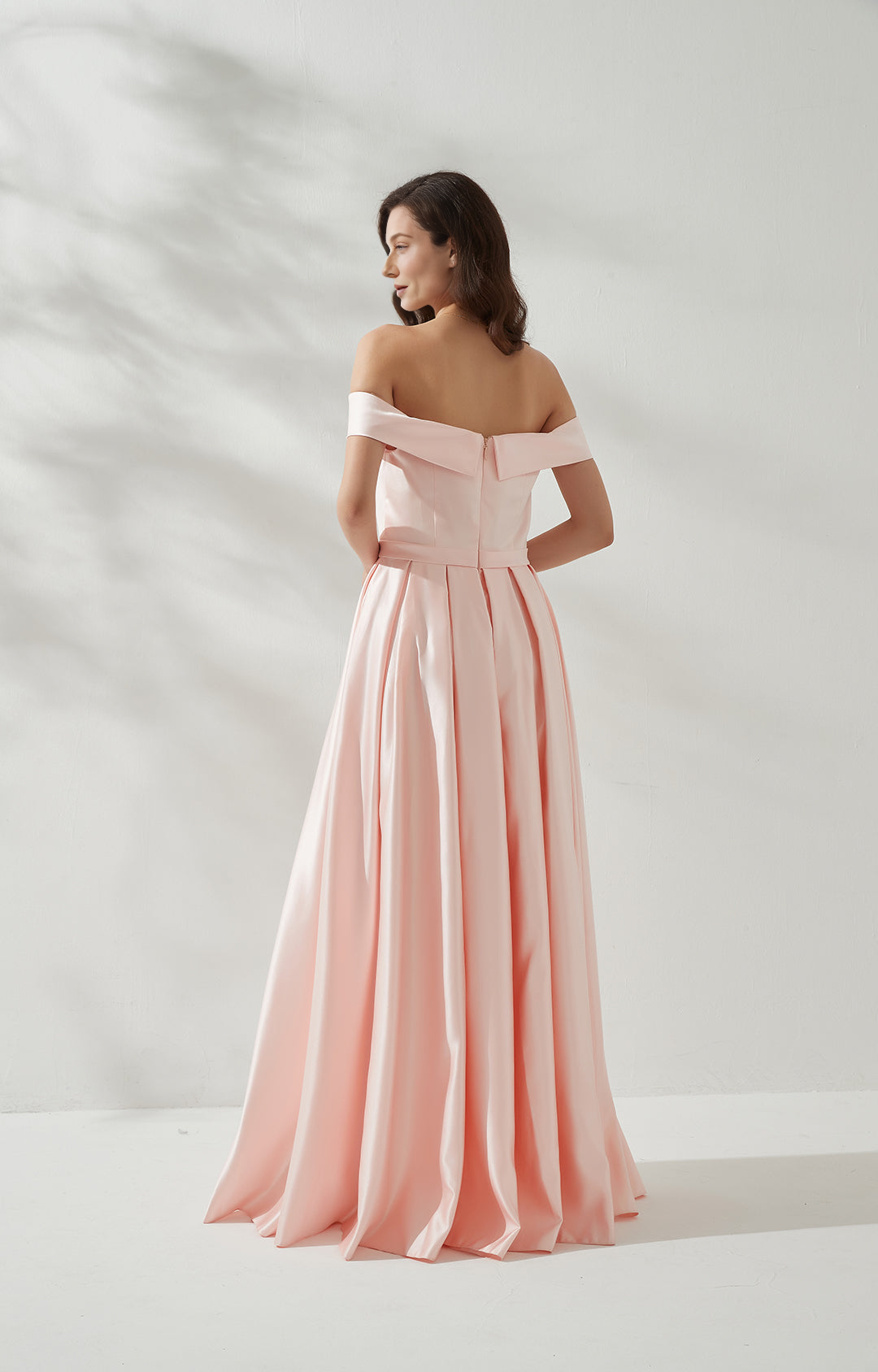 Glamorous A-Line Off-The-Shoulder Sleeveless Open Back Satin Floor-Length Evening Gown