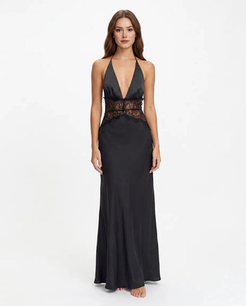black-lace-halter-wedding-guest-dress-front-vedress