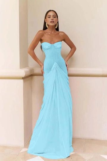 Refined Sheath Sweetheart Strapless Straight Back Floor-Length Prom Dress