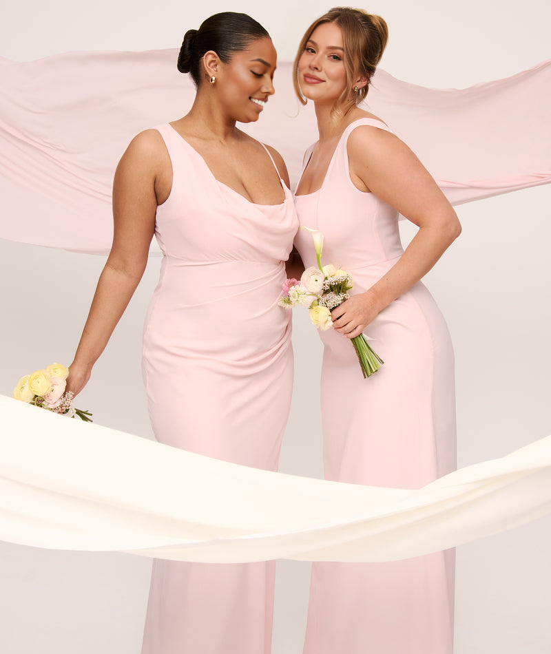 Cowl Asymmetrical Chiffon Bridesmaid Dress Elegant Sleeveless With Draped Neckline Pleated Waist Party Wedding Guest Dresses
