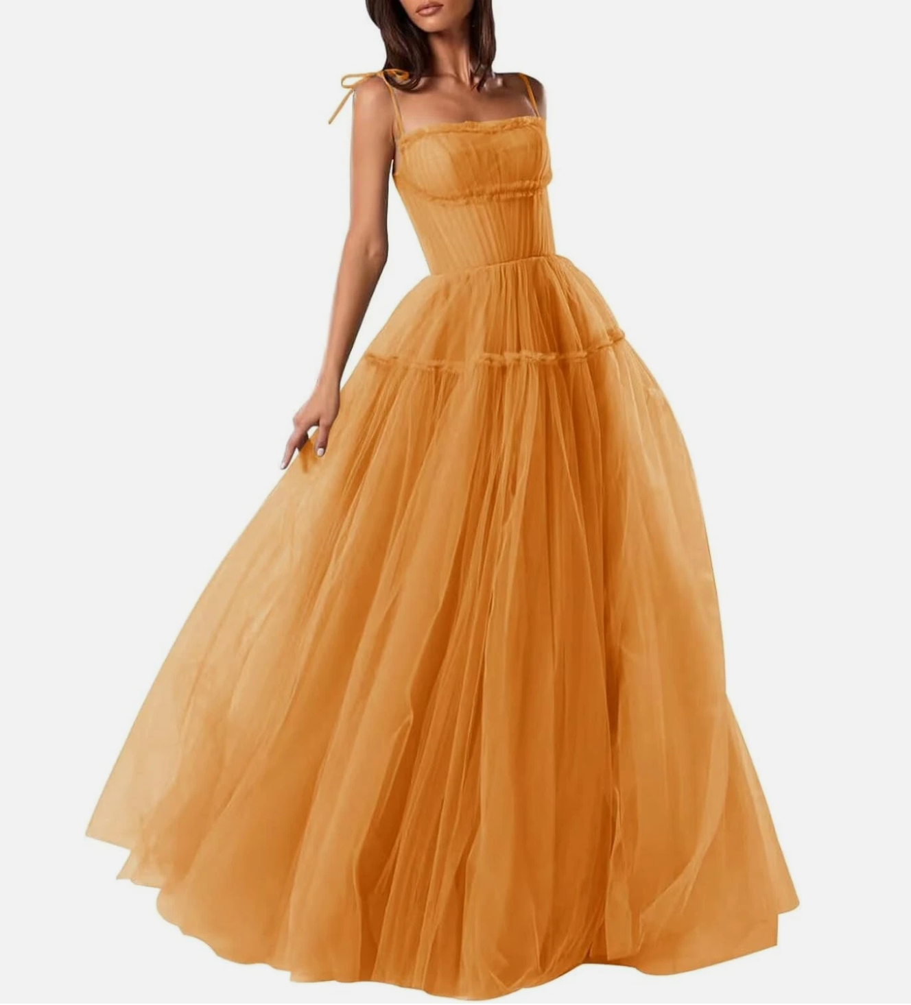 Vestido de fiesta de tul para mujer, largo, corte en A, formal, para noche, vestidos de fiesta formales