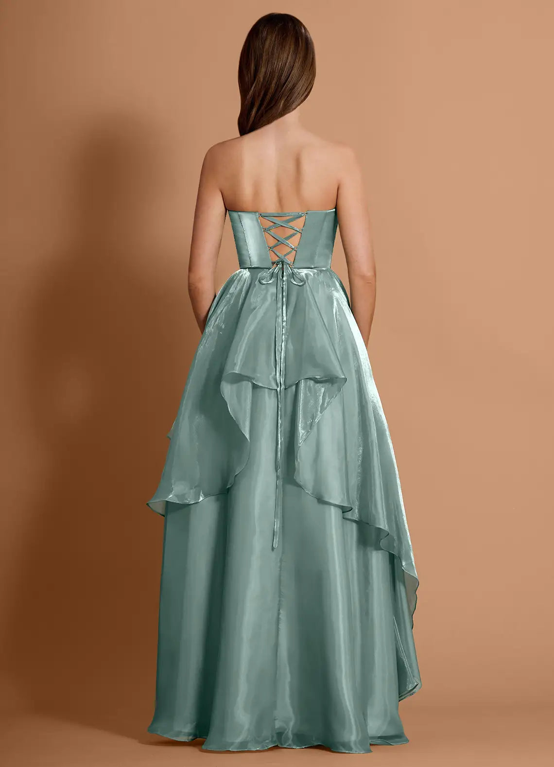 Ethereal A-line Sweetheart Strapless Tulle Maxi Prom Dress High-slit Evening Gown