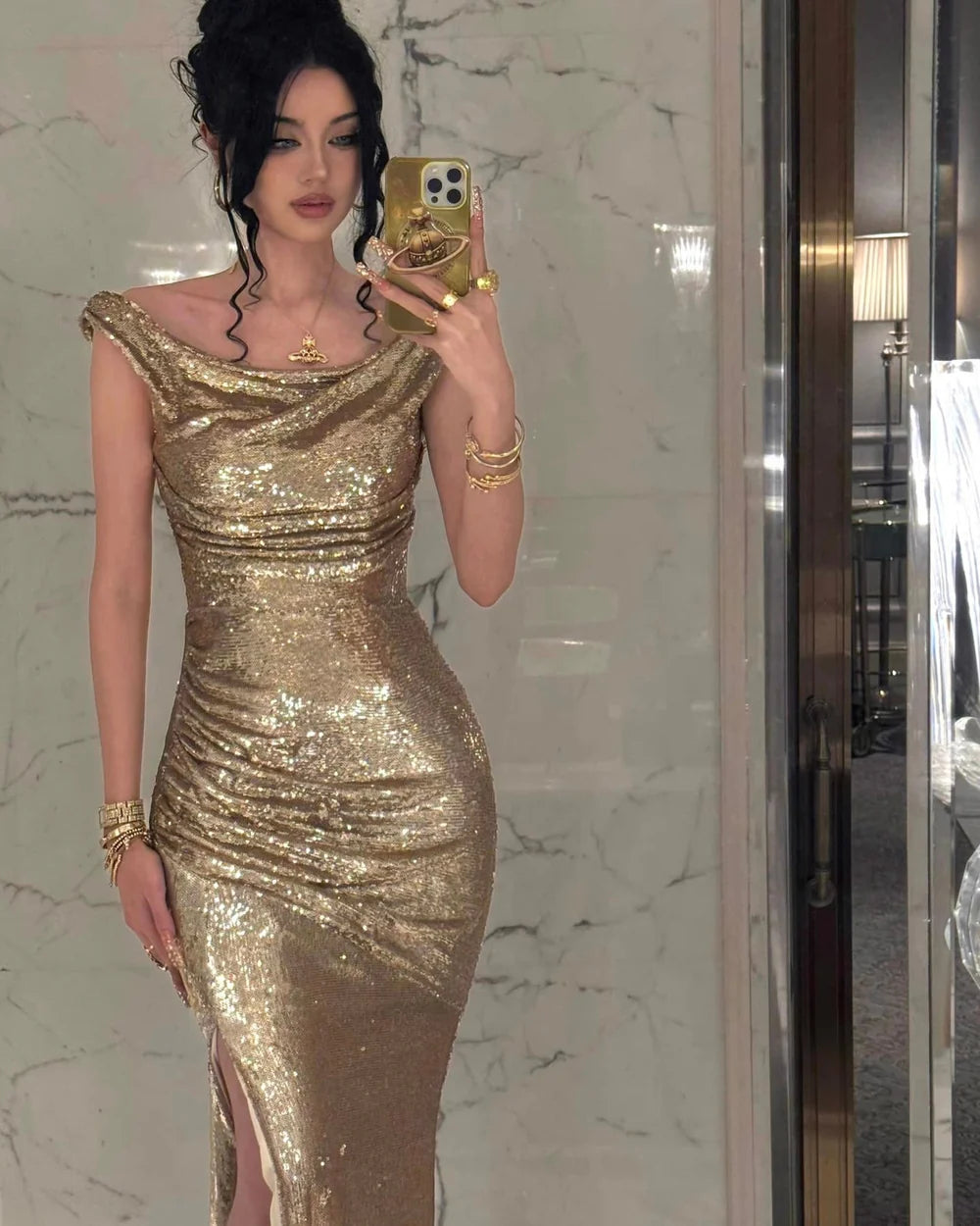 Mermaid Off Shoulder Sequins Evening Dress Sparkle Christmas Party Gown