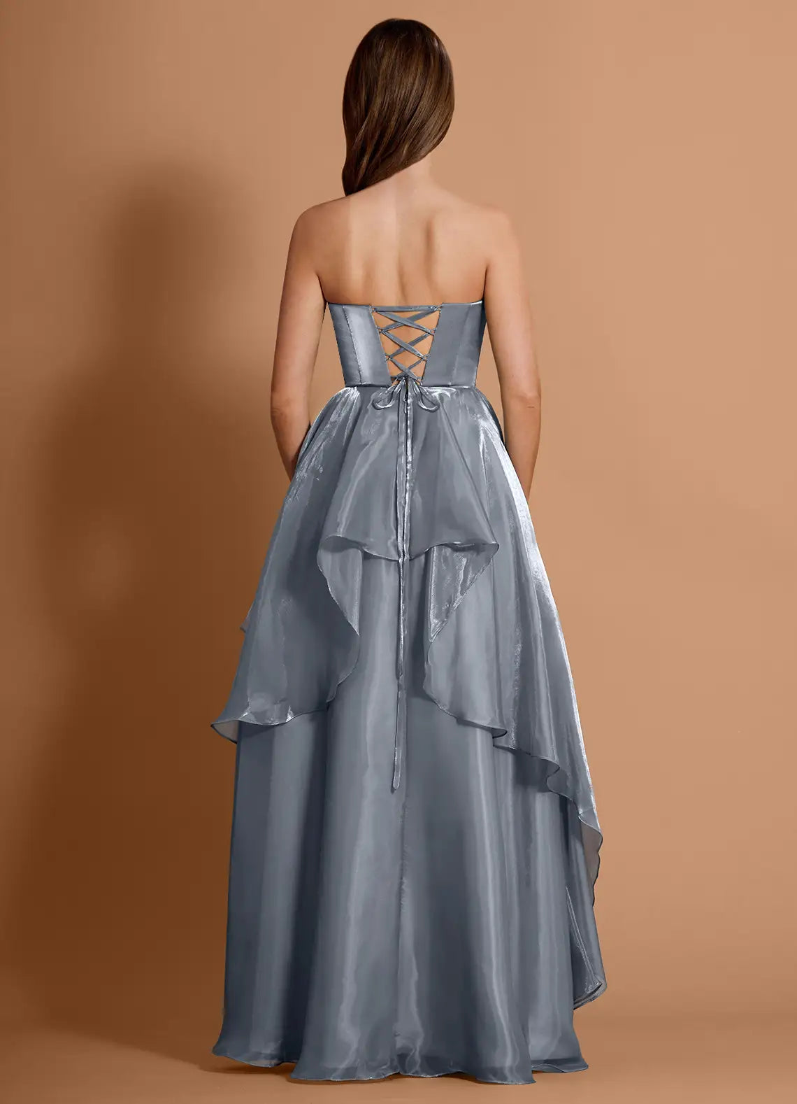 Ethereal A-line Sweetheart Strapless Tulle Maxi Prom Dress High-slit Evening Gown