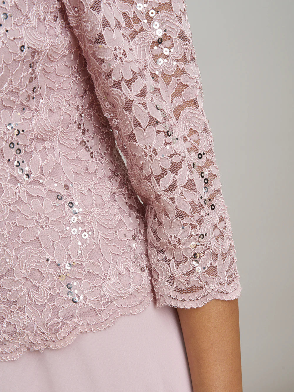 Elegant A-Line Round Neck Sequin Lace Midi Length Mother of the Bride Dress