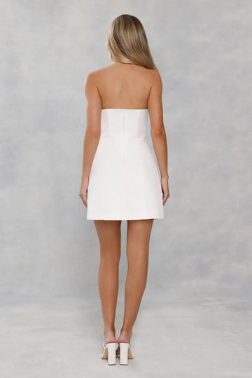 Elegant A-Line Strapless Tube Sleeveless Tailored Mini 3D Floral Appliqué Cocktail Party Dress