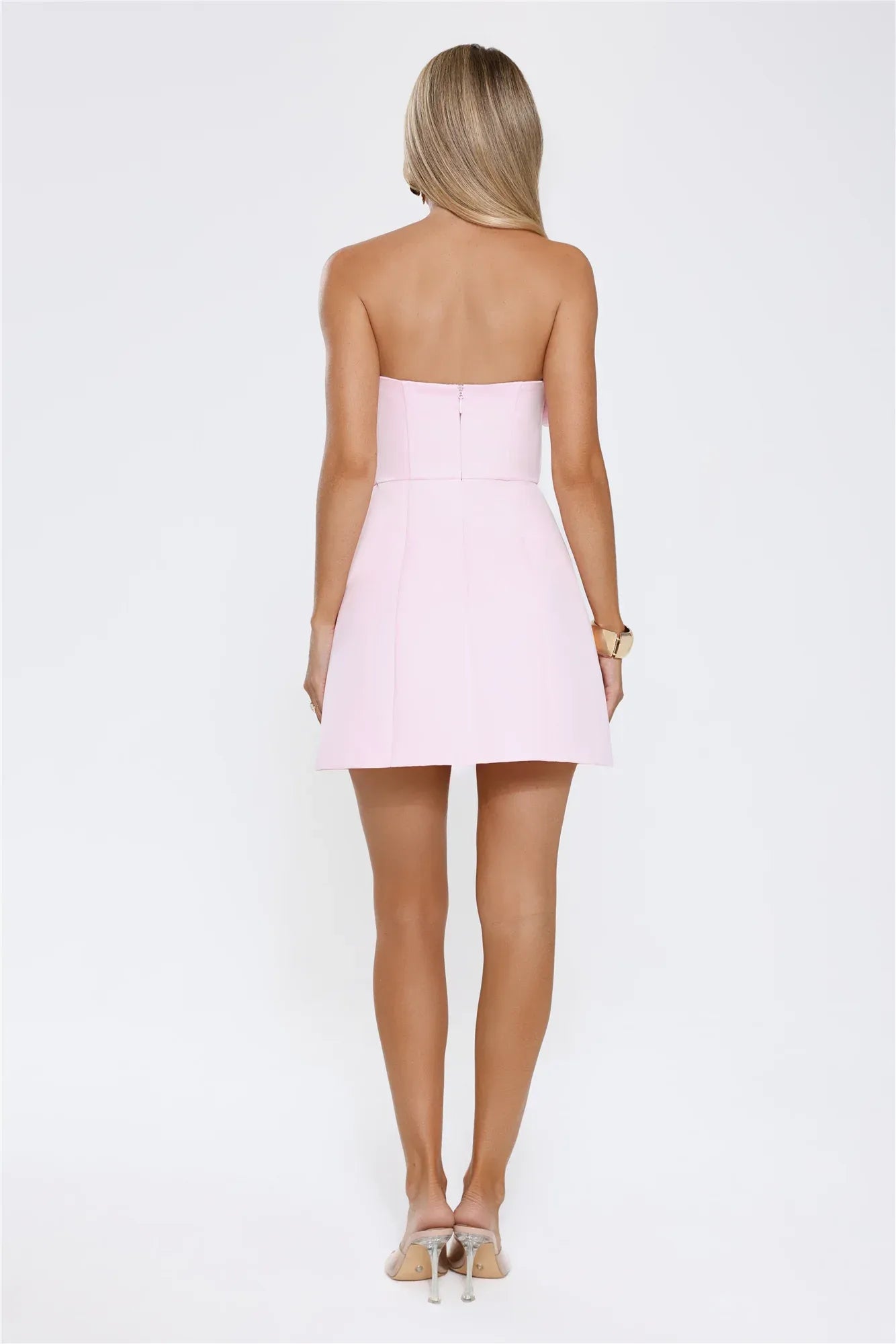 Elegant A-Line Strapless Tube Sleeveless Tailored Mini 3D Floral Appliqué Cocktail Party Dress