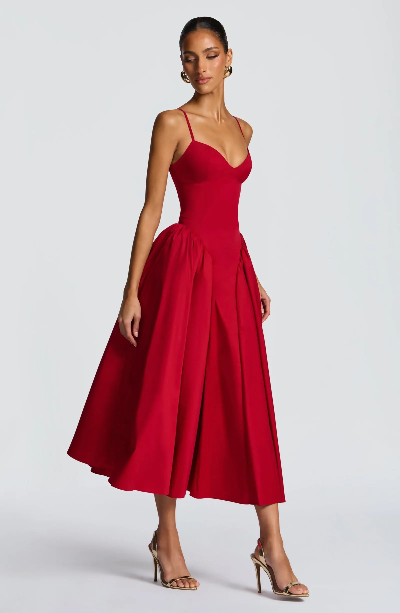 Elegant A-Line Sweetheart Sleeveless Midi Drop-Waist Lace-Up Cocktail Dress