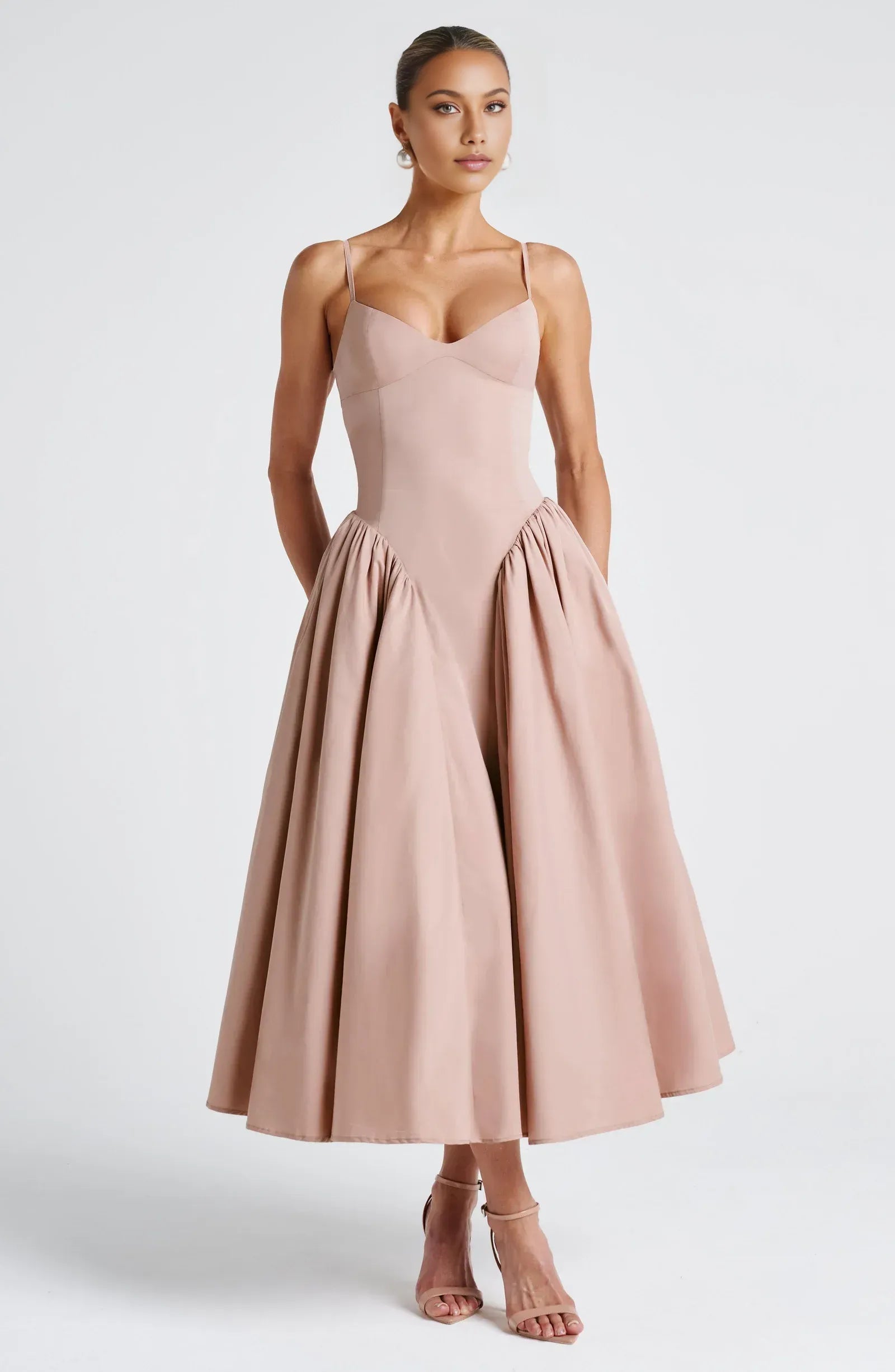 Elegant A-Line Sweetheart Sleeveless Midi Drop-Waist Lace-Up Cocktail Dress