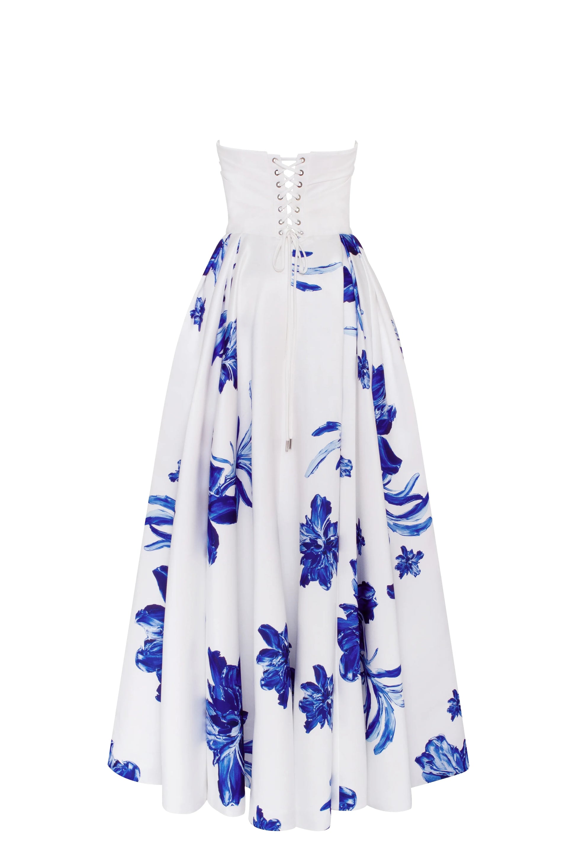 Elegant A-Line Sweetheart Strapless Satin Floral Ruched High Slit Evening Dress