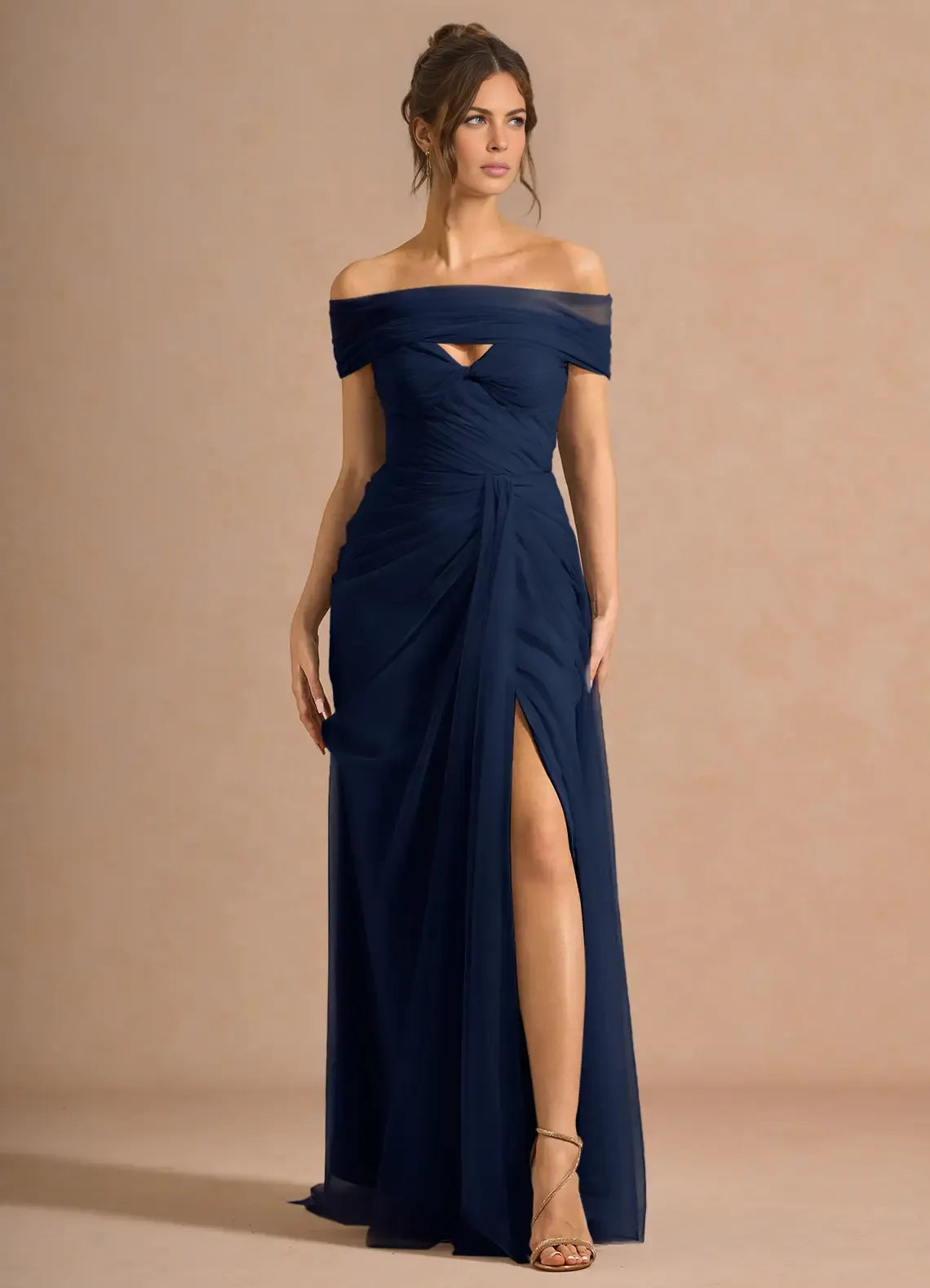 Elegant Column Sweetheart Sleeveless Tulle Maxi Convertible Ruched Slit Evening Gown