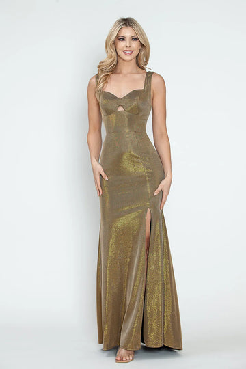 Elegant Form-Fitting Sweetheart Sleeveless Glitter Knit Floor-Length Keyhole Slit Lace-Up Evening Gown