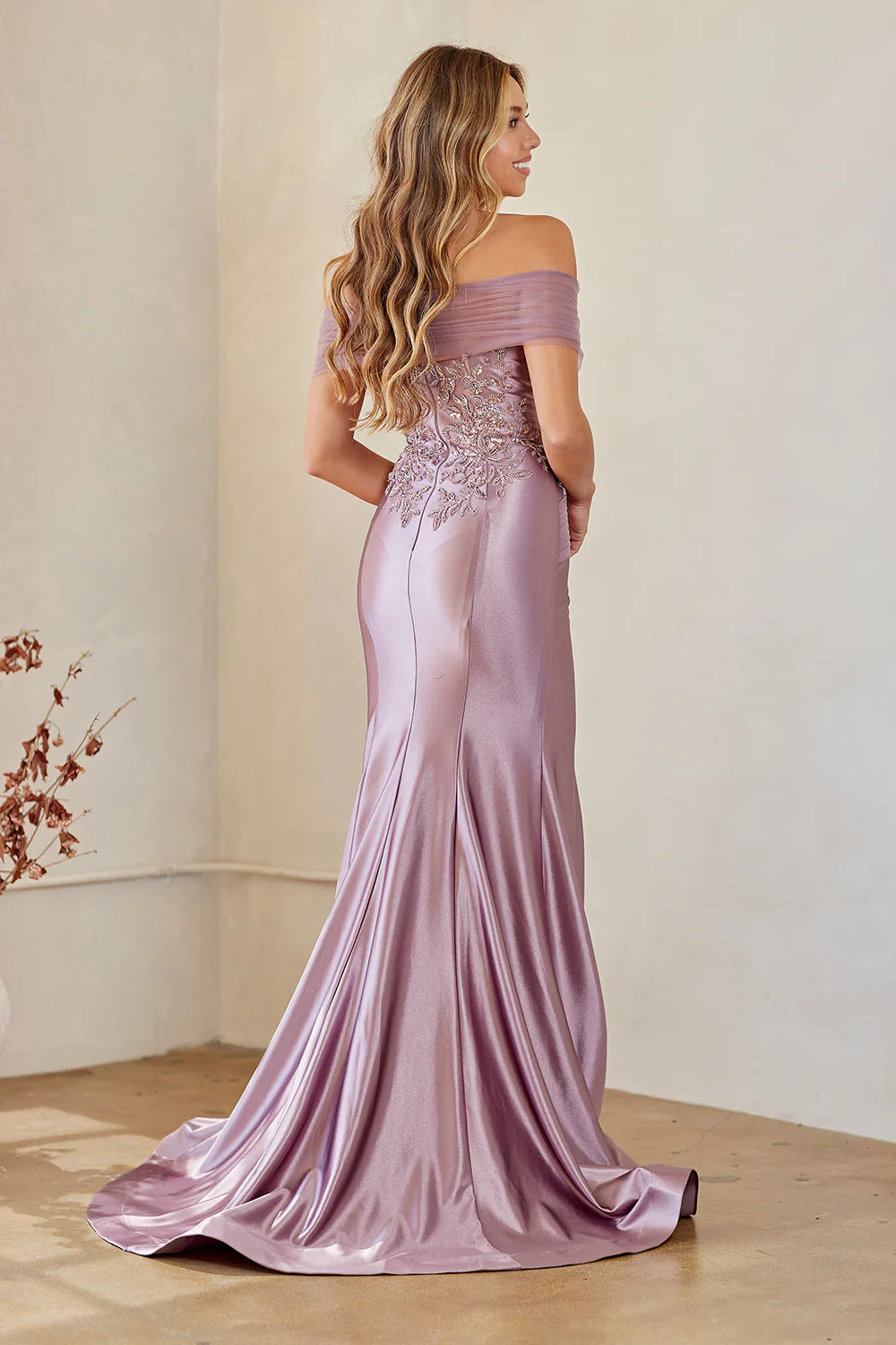 Elegant Mermaid Off-the-Shoulder Sweetheart Sleeveless Chiffon Satin Floor-Length Beaded Lace Evening Gown