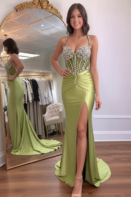 Elegant Mermaid Sweetheart Sleeveless Open Back Floor Length Evening Gown
