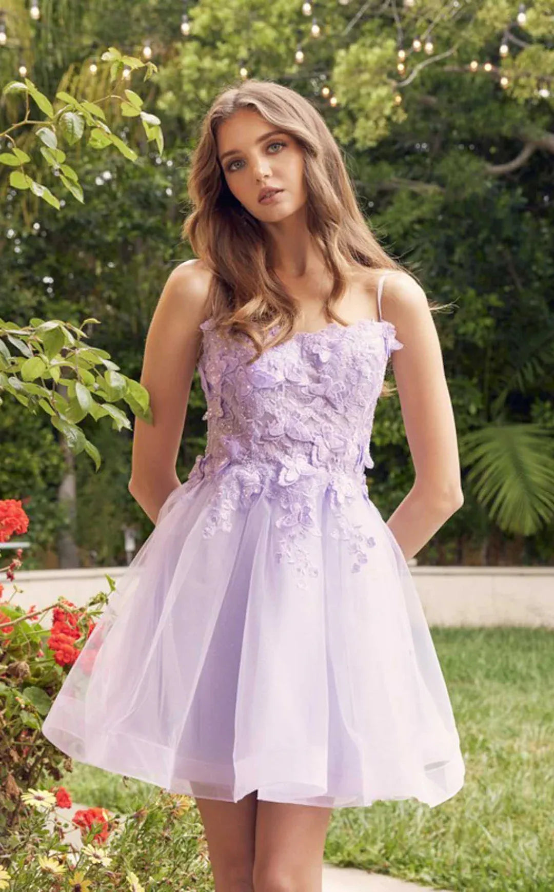 Enchanting A-line Sweetheart Sleeveless Tulle Mini 3D-floral Lace-up Homecoming Dress