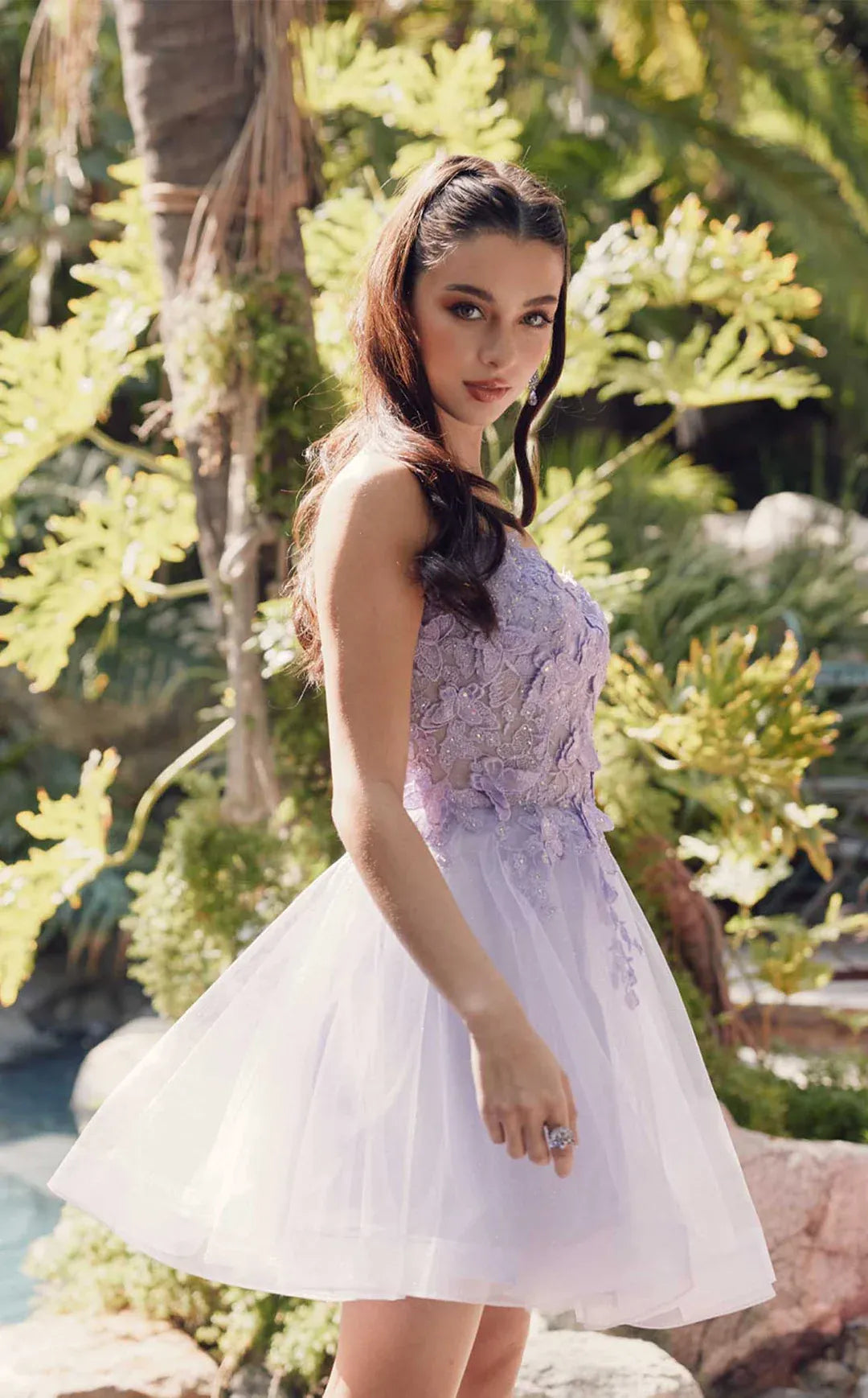 Enchanting A-line Sweetheart Sleeveless Tulle Mini 3D-floral Lace-up Homecoming Dress