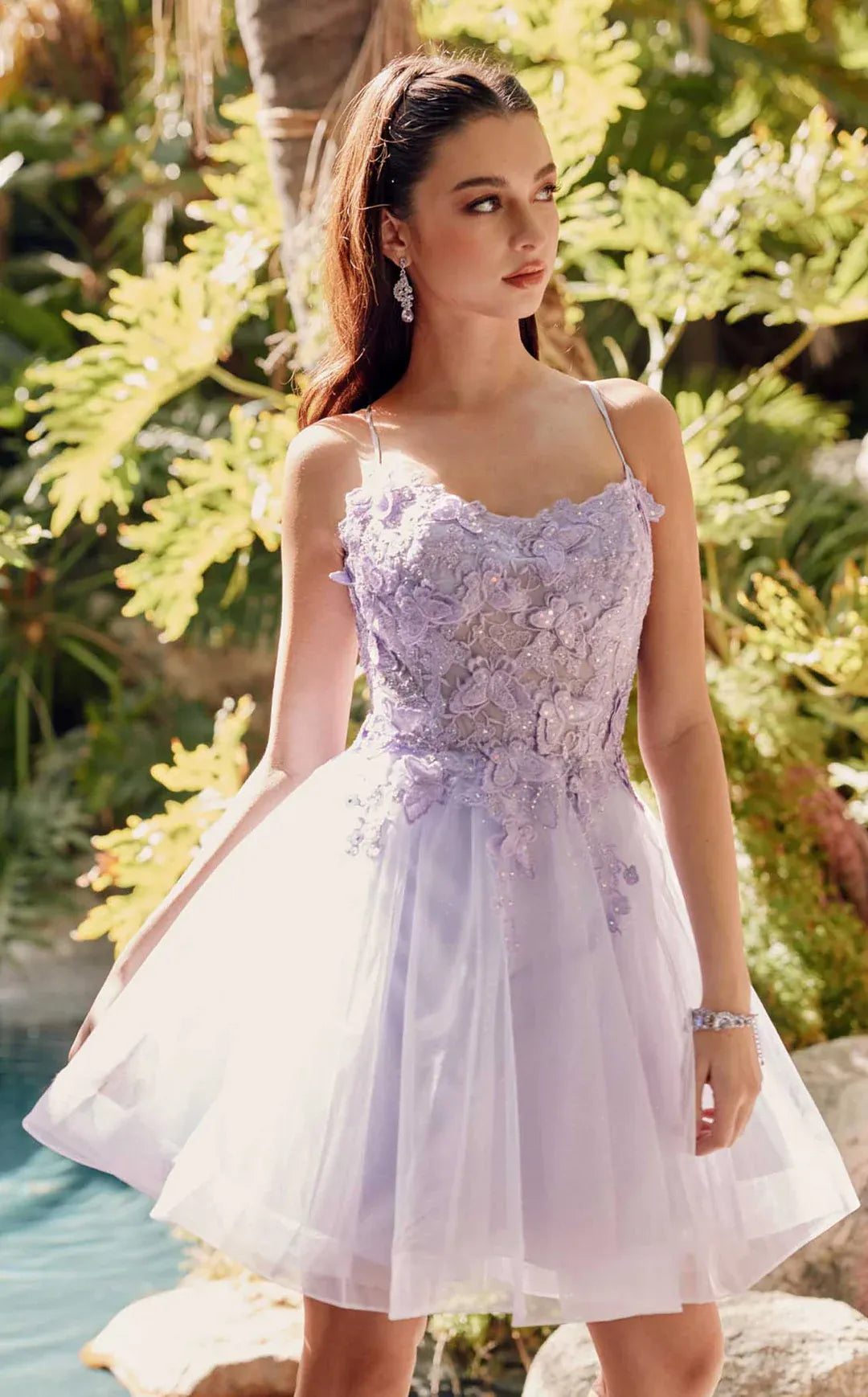 Enchanting A-line Sweetheart Sleeveless Tulle Mini 3D-floral Lace-up Homecoming Dress