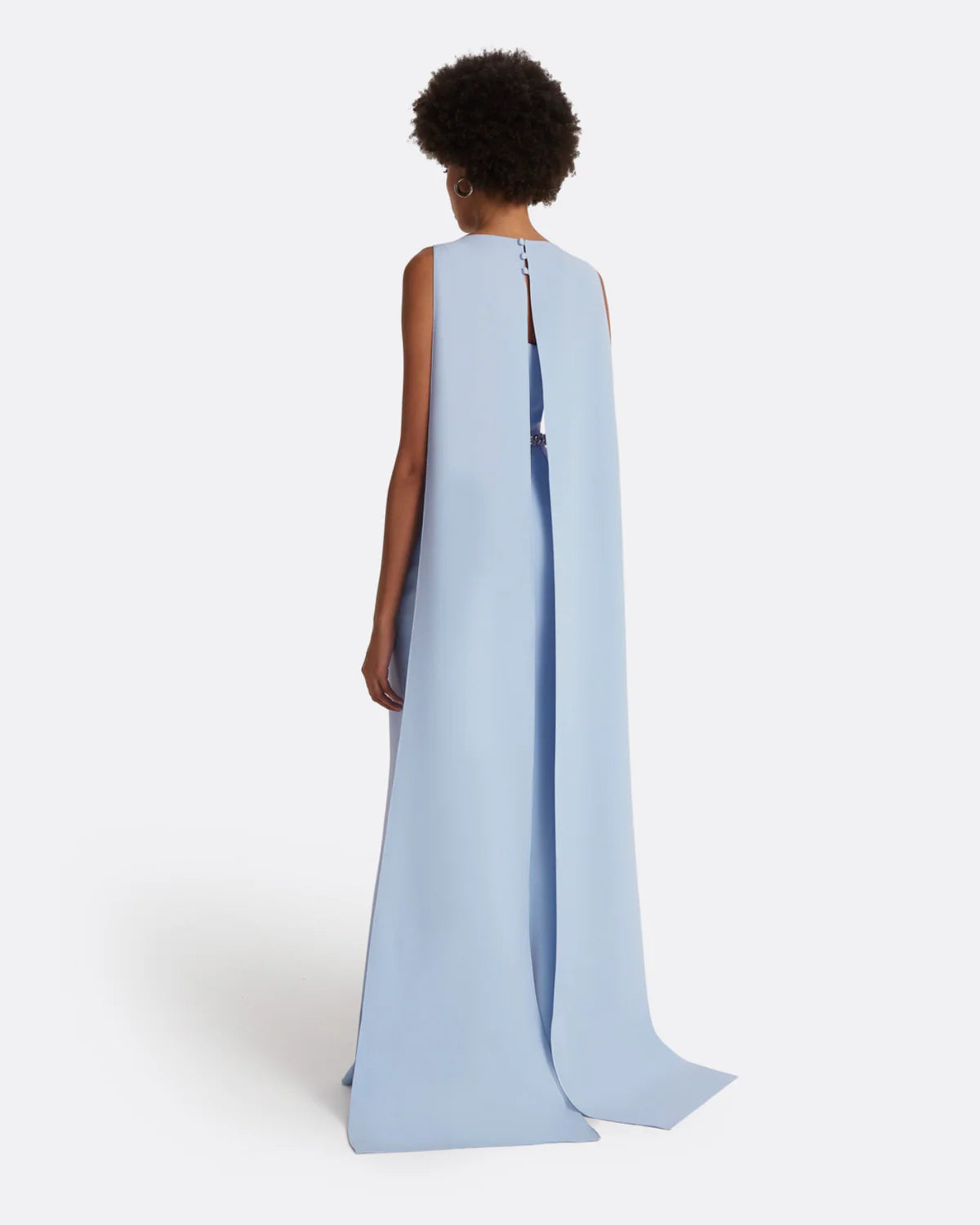 Bateau Neck Crystal Embellished Cape Sleeve Mermaid Evening Gown